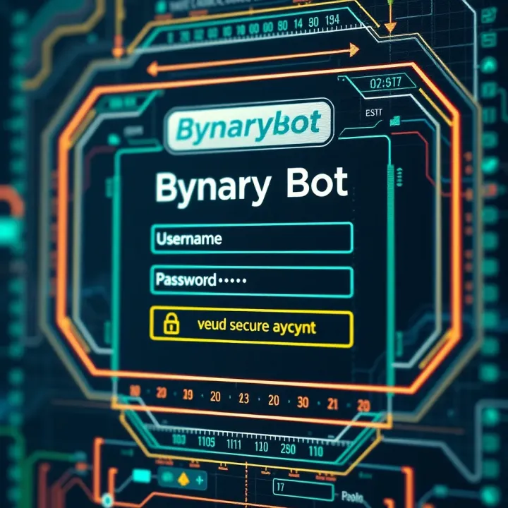 Login screen of Binary Bot platform showing username and password fields