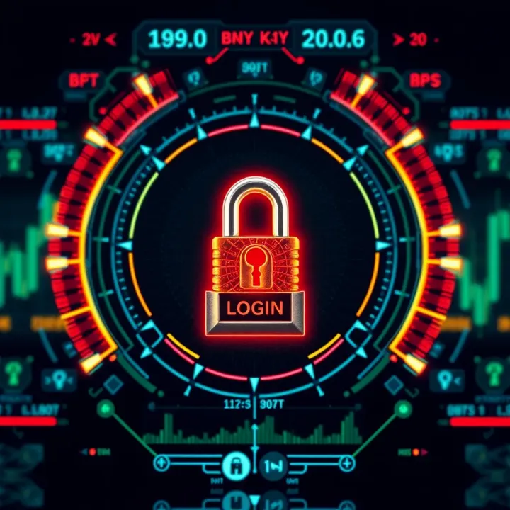 Secure login interface showcasing encryption elements for online trading