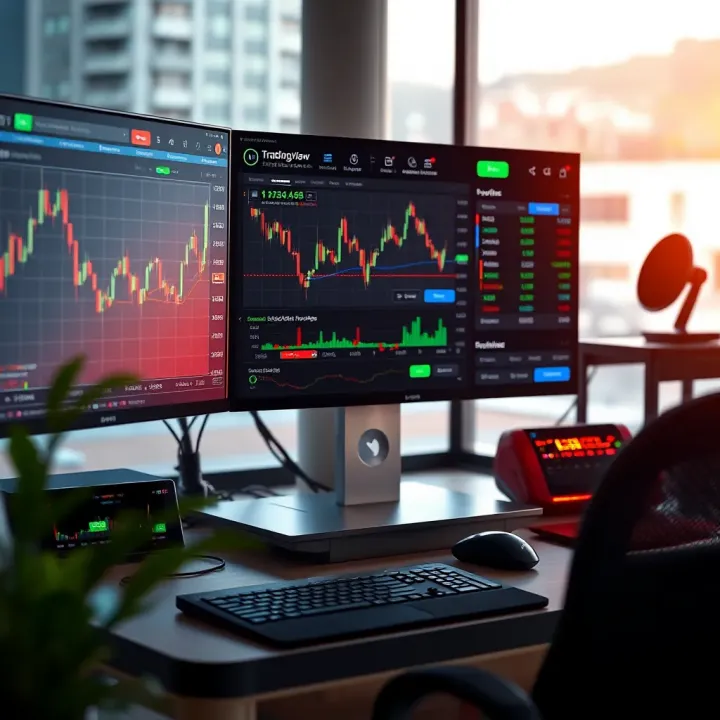 Binary options trading dashboard integrating TradingView charts with real-time market data and trading signals