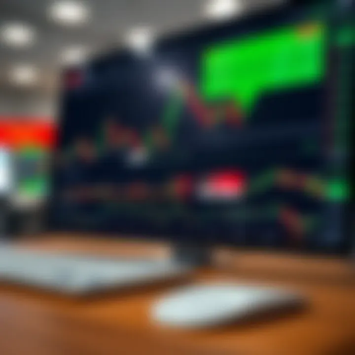 Illustration of a digital trading platform interface displaying binary options charts and financial data