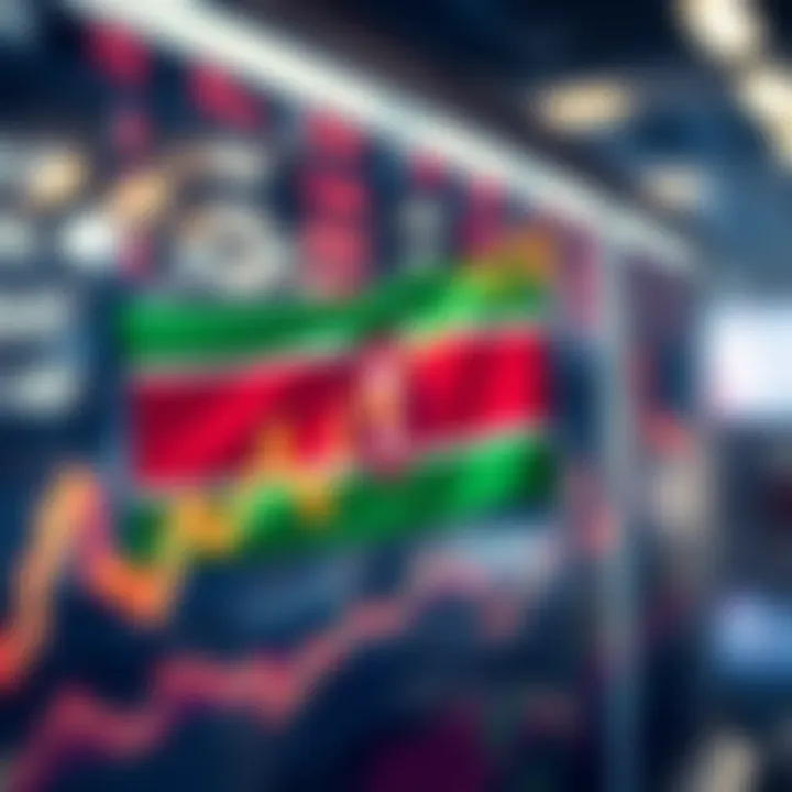 Graph displaying upward trend in financial market with Kenyan flag overlay