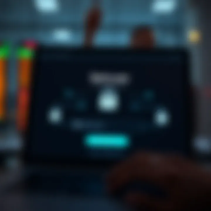 Secure account login screen with encryption symbols emphasizing online trading safety