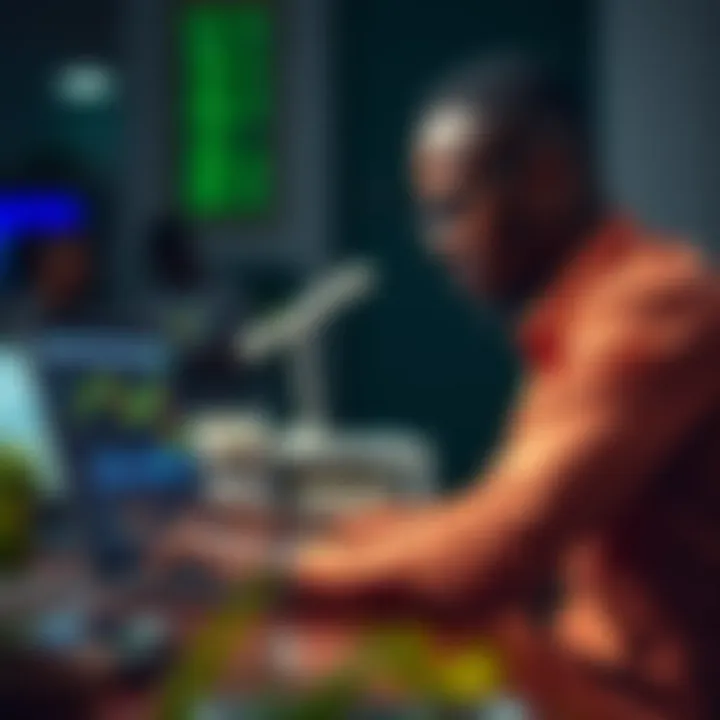 Kenyan investor using laptop to trade cryptocurrency on Binance with M-Pesa payment option