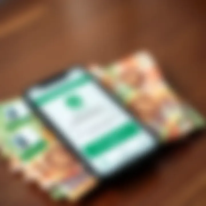 Fund Your Deriv Account with M-Pesa in Kenya Mobile phone displaying M-Pesa app with Kenyan currency notes beside it