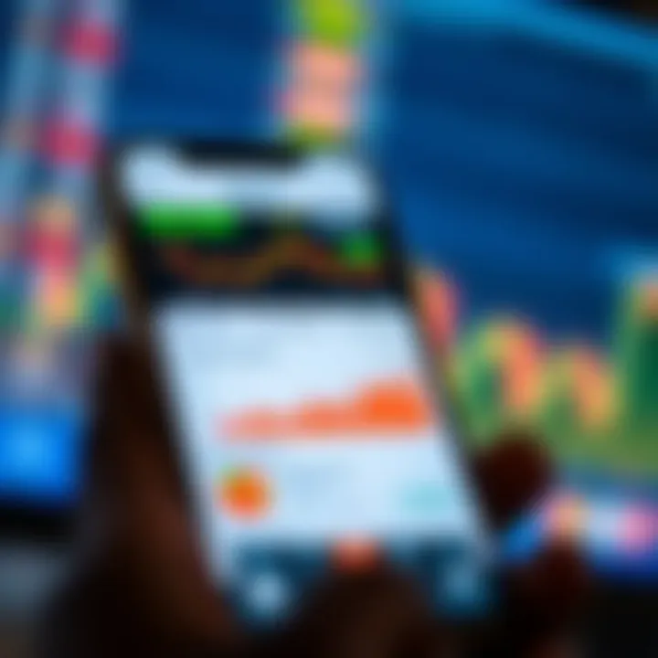 Mobile device displaying the Deriv trading app interface with market charts and trading options