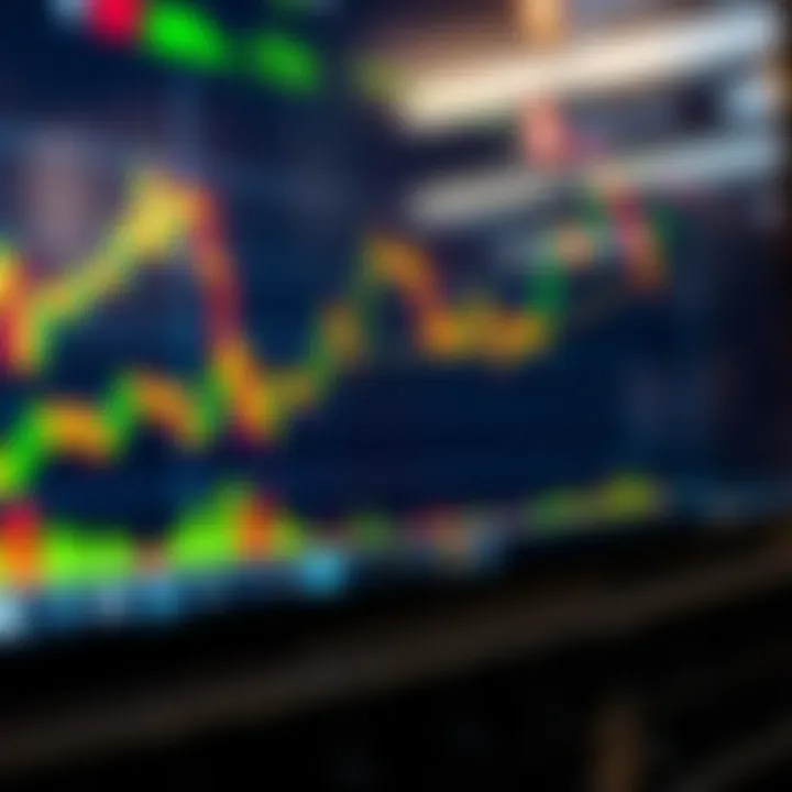 Illustration of a forex trading chart with currency pairs and trend lines