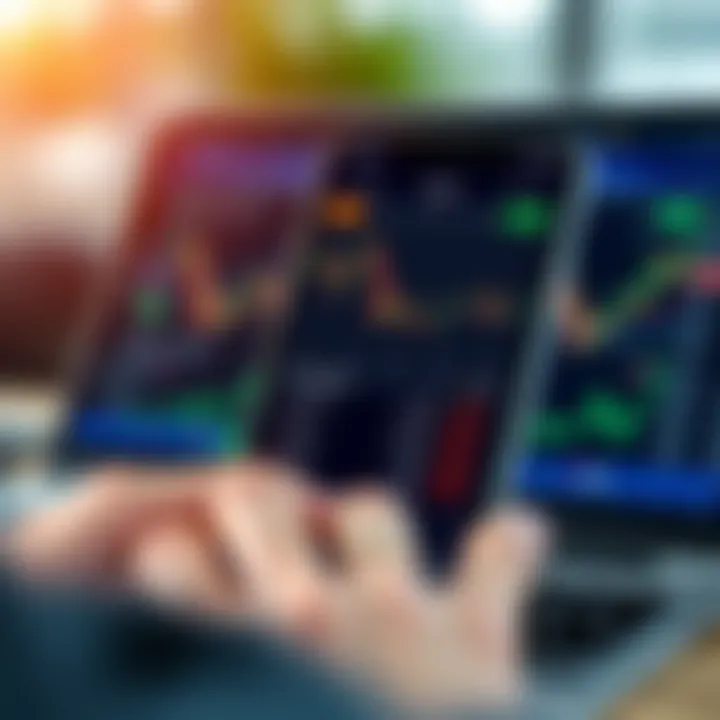 Mobile device displaying the Deriv app interface with trading charts and options