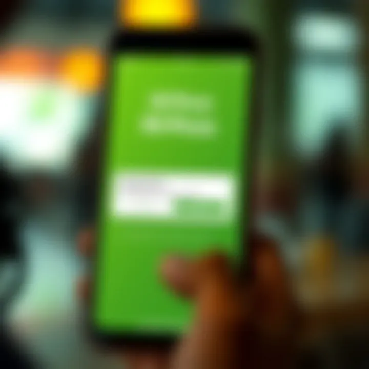 Mobile phone displaying M-Pesa app with successful money transfer notification