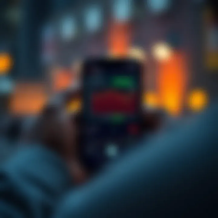 Mobile device displaying trading charts and options within the IQ Option app interface