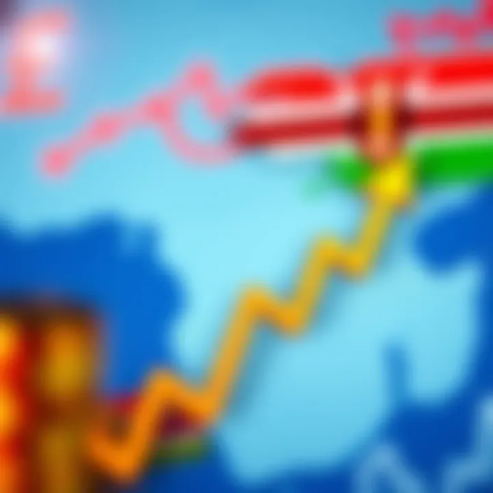 Graph showing upward trend with forex currency symbols and Kenya map background