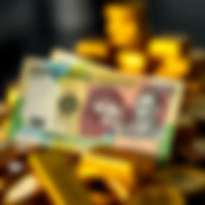 Local Currency Influence on Gold Market in Kenya Kenyan shilling currency notes with gold bars symbolizing local market impact