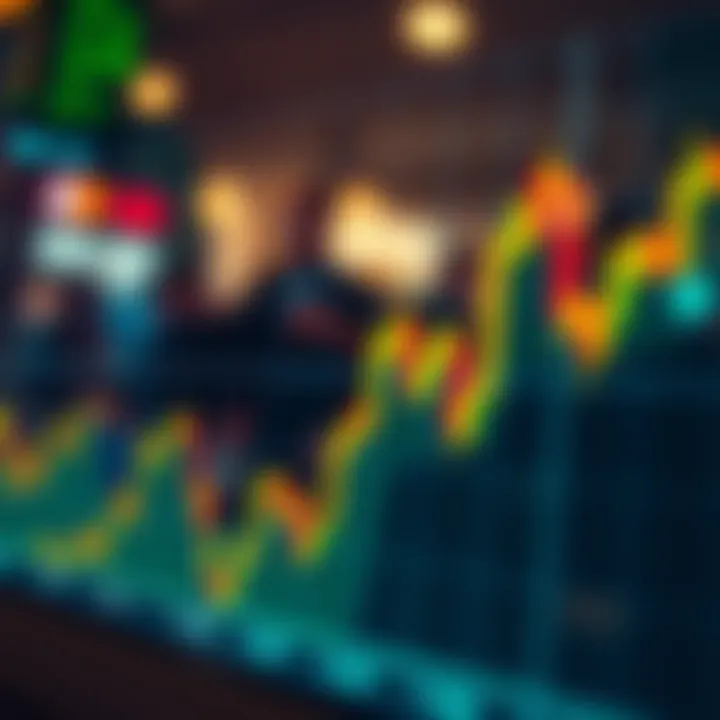 Graph showing currency exchange rate fluctuations in forex market