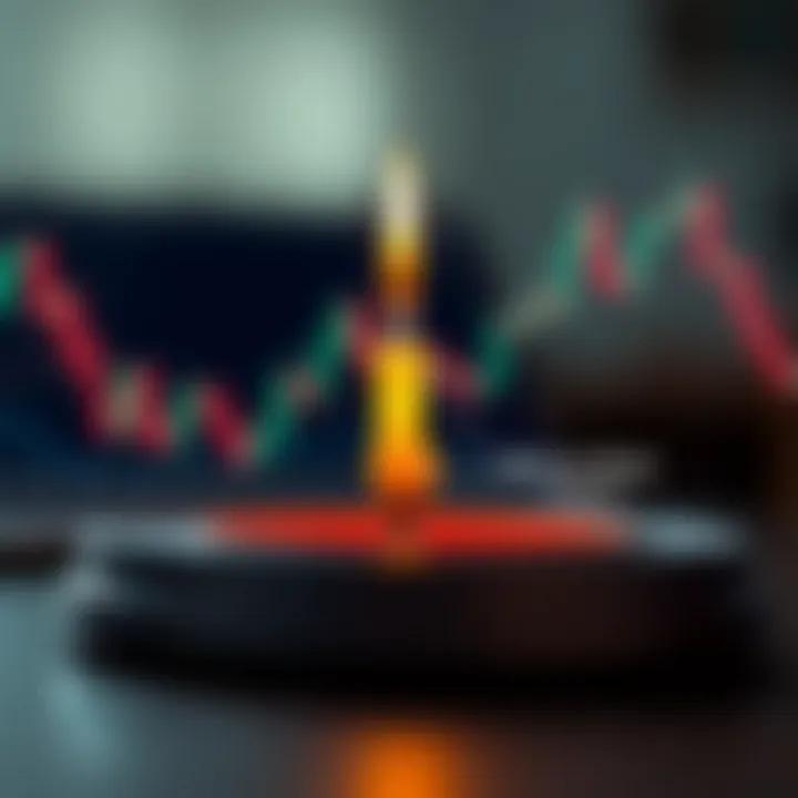 Illustration showing the structure of a candlestick with body and wick indicating price movement