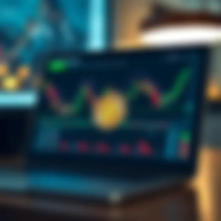 Cryptocurrency Trading Platform Interface User interface of a cryptocurrency trading platform on a laptop