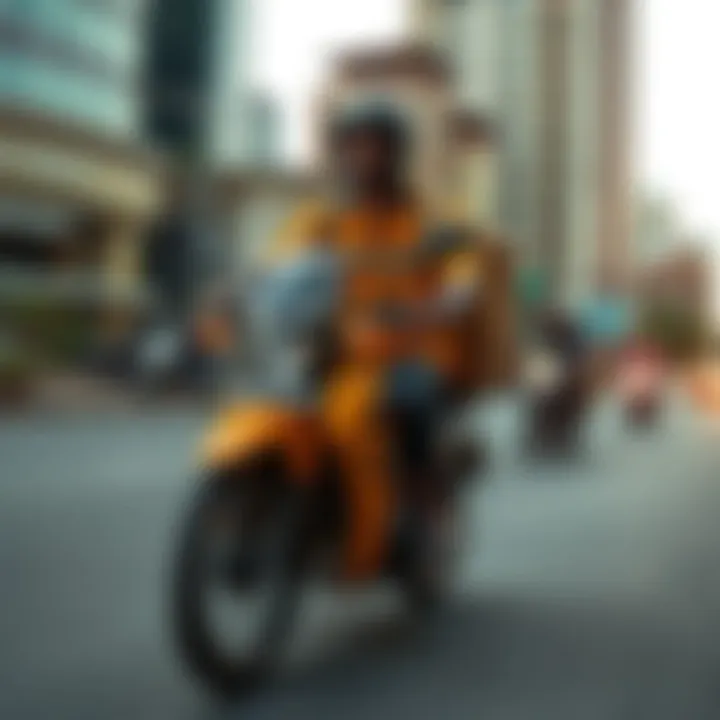 A delivery motorcycle navigating urban streets in Kenya, illustrating local courier services in motion