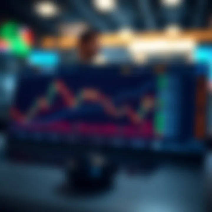 Graph showing simulated trading profits and losses on a digital platform