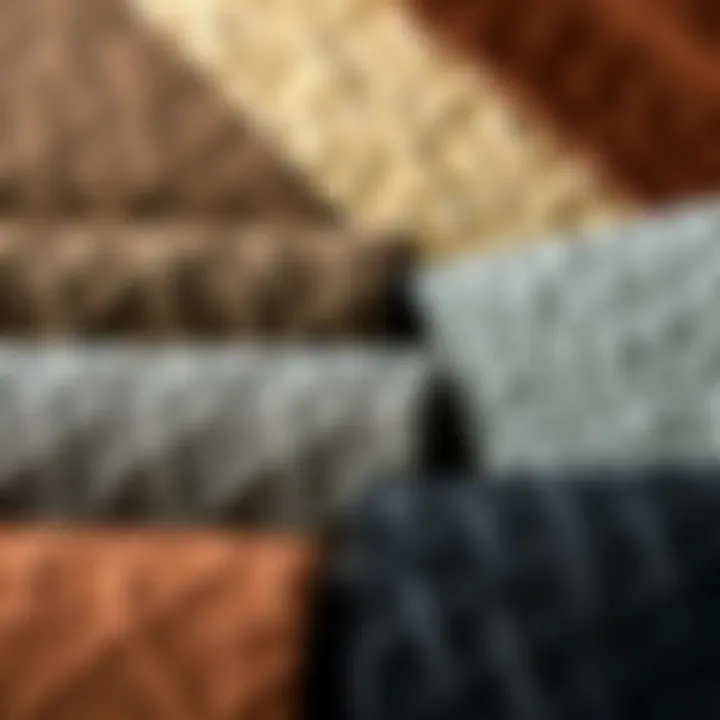 Close-up of various types of deri materials showcasing different textures and finishes