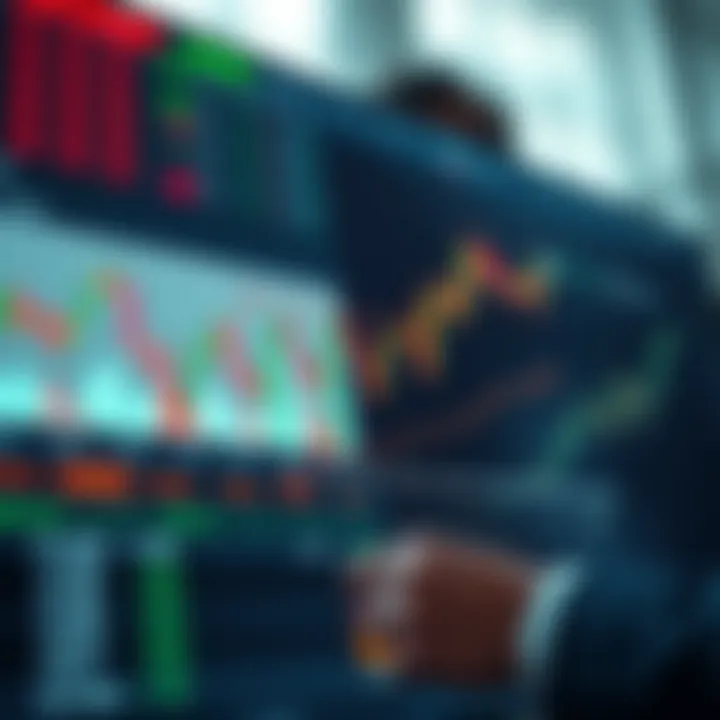 Diagram illustrating the concept of binary options trading with fluctuating market charts and decision points