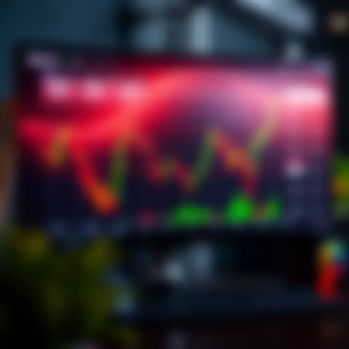 Graph showing automation of trading strategies on the Deriv platform with a computer interface displaying algorithm performance