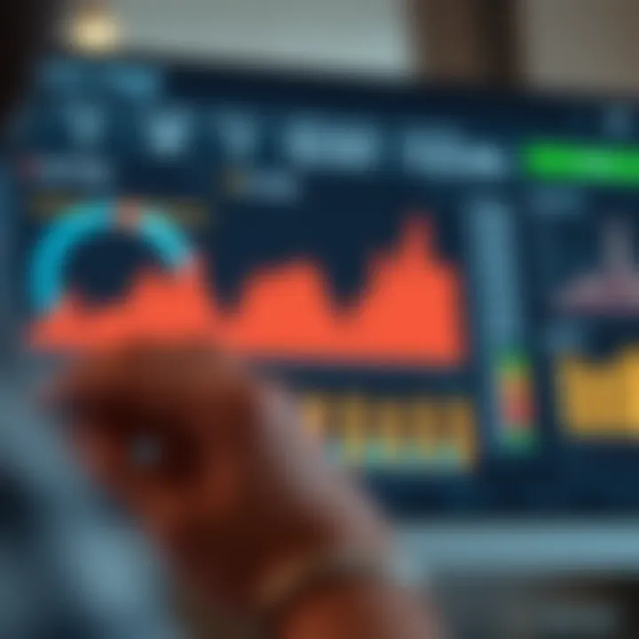 Illustration of software dashboard highlighting key features for data set examination