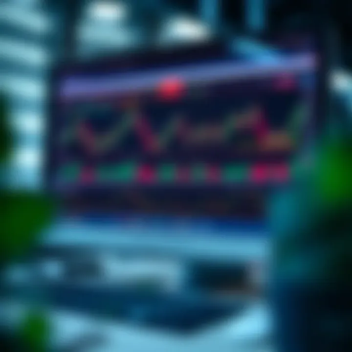 Computer screen displaying forex trading charts and automated trading software interface