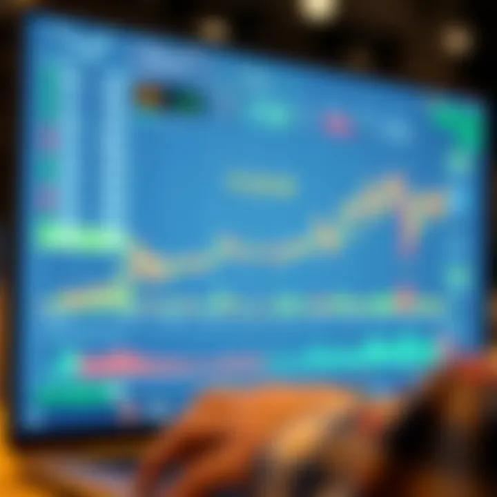 Graph showing simulated trading performance on virtual platform with fluctuating market data