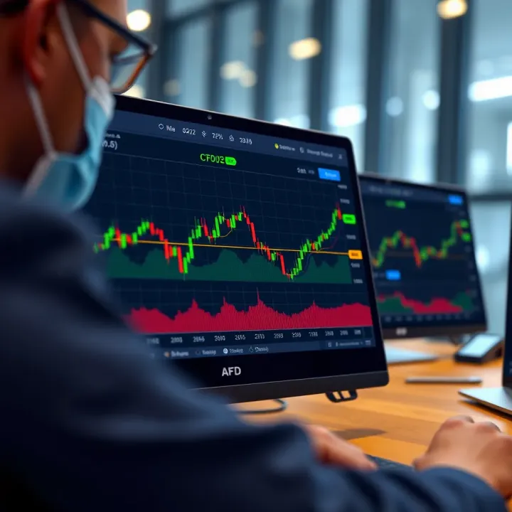 Navigating CFD Trading Platforms for Kenyan Investors Illustration of a digital trading platform interface showing CFD options