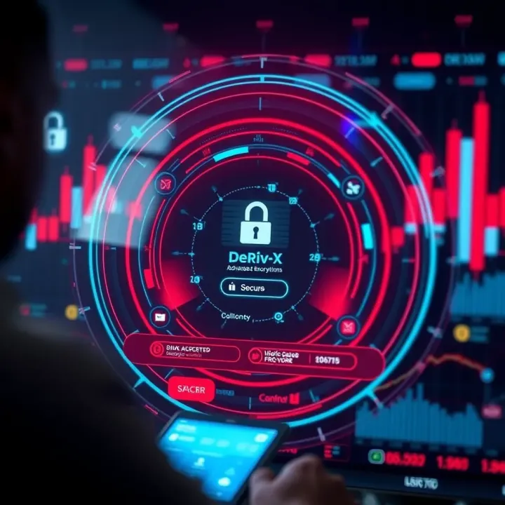 Security Features Ensuring Safe Trading on Deriv X Platform Secure login screen highlighting advanced encryption and safety features of Deriv X