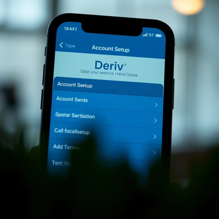 Account Setup Screen on Deriv App for iOS Users in Kenya Screenshot of Deriv app interface showing account setup options on an iOS device