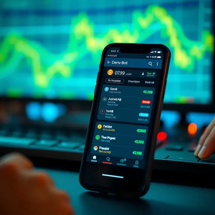 User interface of Deriv Bot APK displaying automated trading options on a smartphone