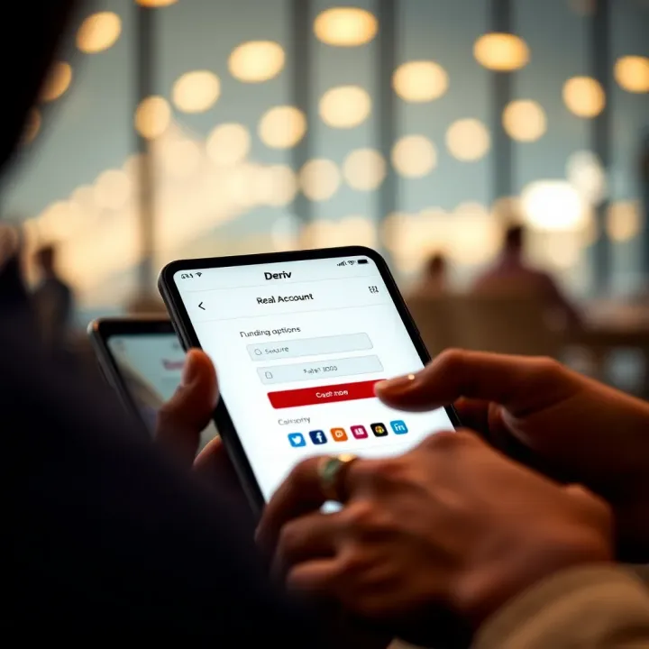 Funding and Accessing Your Deriv Real Account Secure login and funding options screen for Deriv real account on a digital device