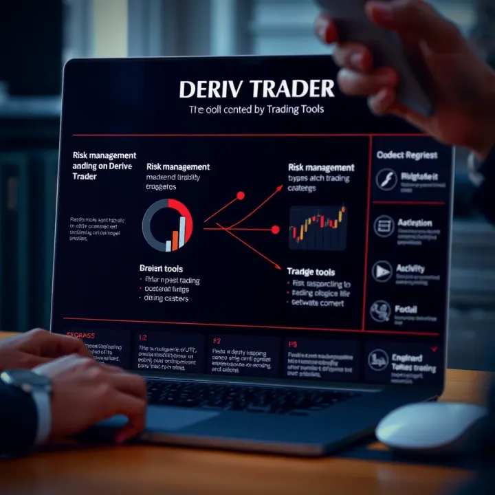 Risk Management and Trading Tools on Deriv Trader Diagram illustrating risk management strategies and trading tools available on Deriv Trader