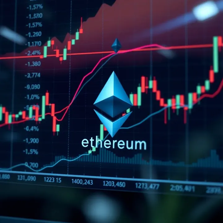 Graph illustrating Ethereum price fluctuations with trend lines and market indicators