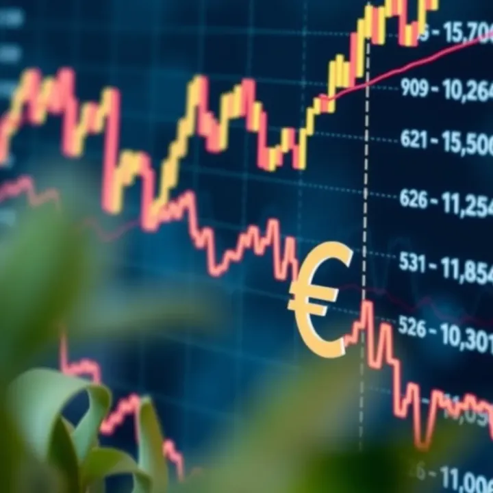 EUR/USD Exchange Rate Trends Influenced by Economic Indicators Graph showing fluctuations in EUR/USD exchange rate with economic indicators in the background
