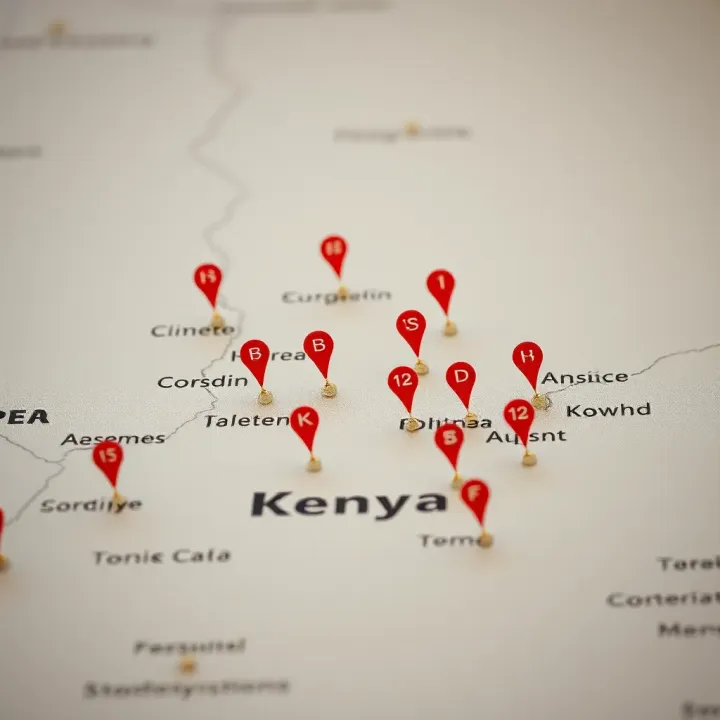 Map showing locations of Fast Pesa agents across Kenya enabling widespread mobile cash services