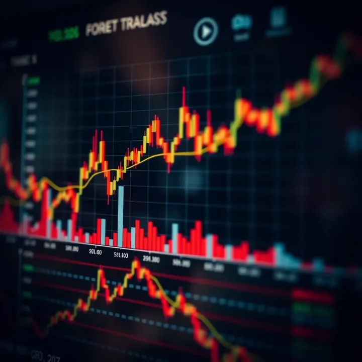 Graph illustrating forex market trends with overlay of algorithmic trading signals