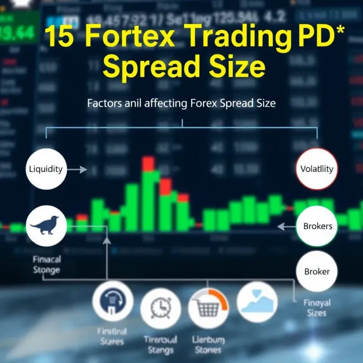 Key Factors Affecting Forex Trading Spread Size Diagram showing factors influencing forex spread size such as liquidity, volatility, and broker type