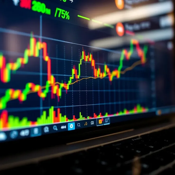Illustration of a forex trading chart with currency pairs and trend lines
