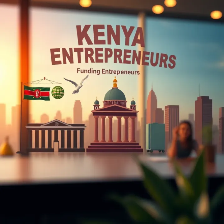 Key Funding Sources for Kenyan Entrepreneurs Illustration of diverse funding sources including banks, investors, and government support for Kenyan startups