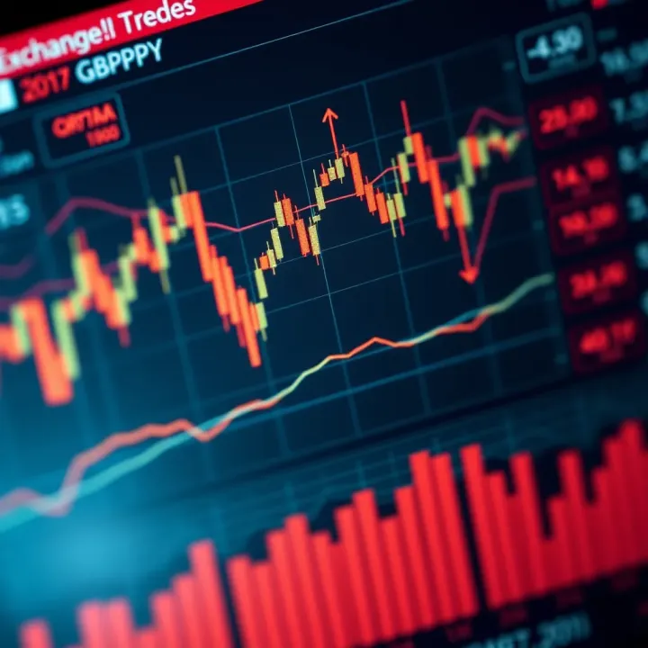 Graph showing fluctuations in GBPJPY exchange rates with economic indicators
