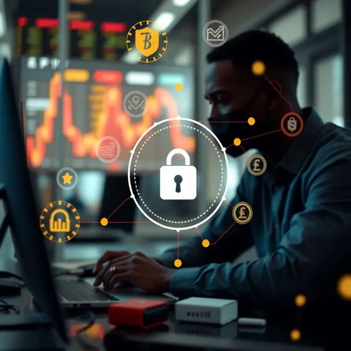 Secure Trading Environment for Kenyan Investors Conceptual illustration of secure online trading with digital security icons and financial symbols
