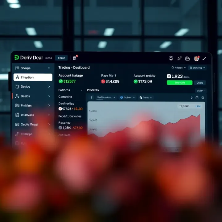 Deriv Real Account Dashboard Overview User interface of Deriv platform showing account dashboard with trading options and account balance