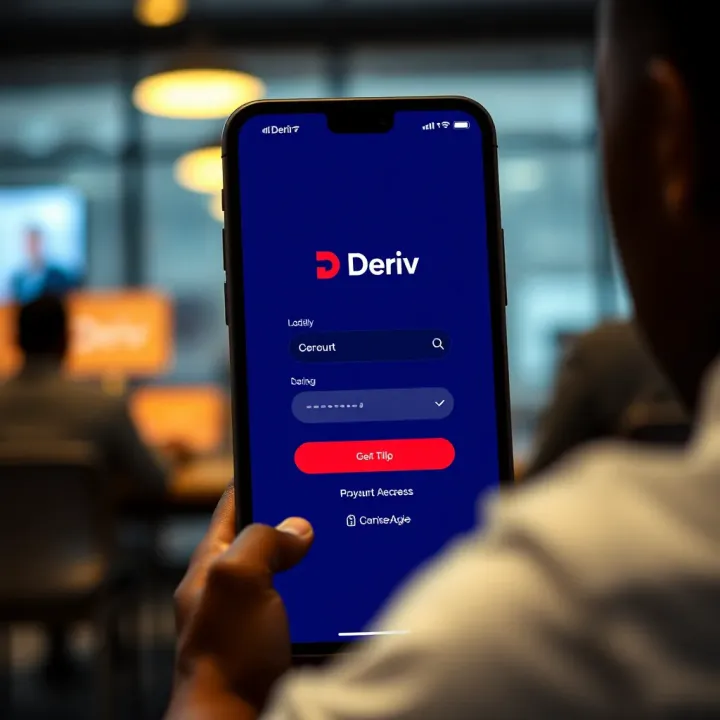 Deriv app login screen showcasing user interface for account access in Kenya