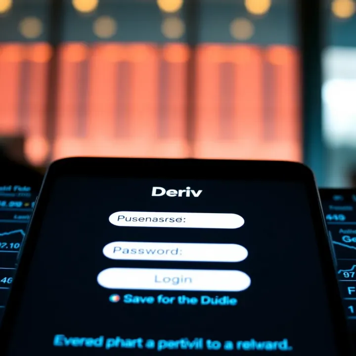 Deriv app login screen displaying username and password fields