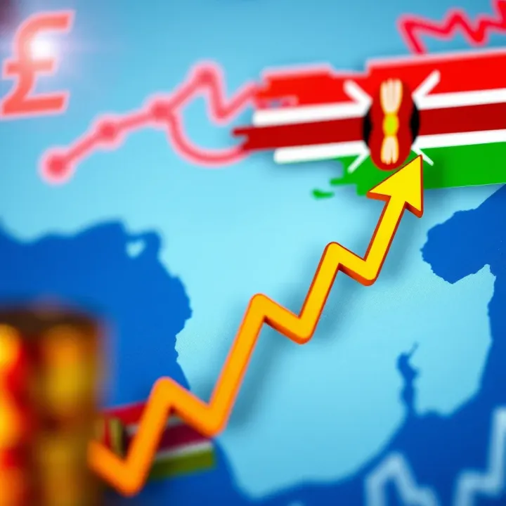 Graph showing upward trend with forex currency symbols and Kenya map background
