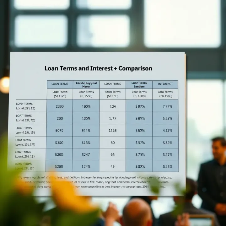 Comparison chart illustrating different loan terms and interest rates among various Kenyan lenders