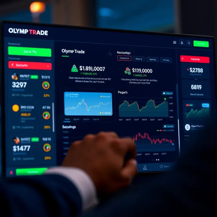 Olymp Trade Dashboard with Account Verification and Security Features User navigating the Olymp Trade dashboard showcasing account verification and security features
