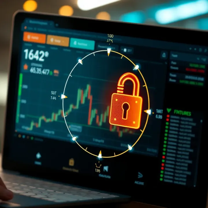 Illustration of secure encryption and safety measures for online trading