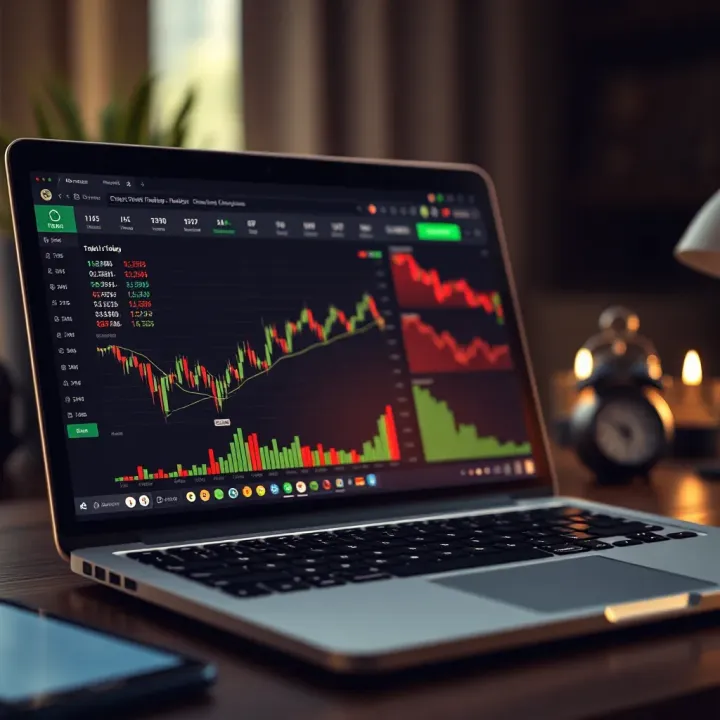 Interface of a secure crypto trading platform on a laptop