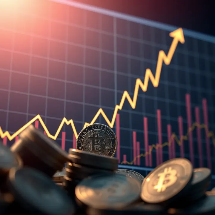 Graph showing upward trend of currency exchange rates with highlighted milestones
